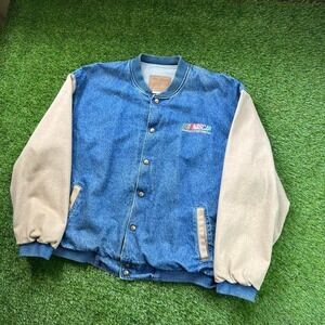 Vintage 90s NASCAR Denim Jacket made in USA Size L Racing Nascar